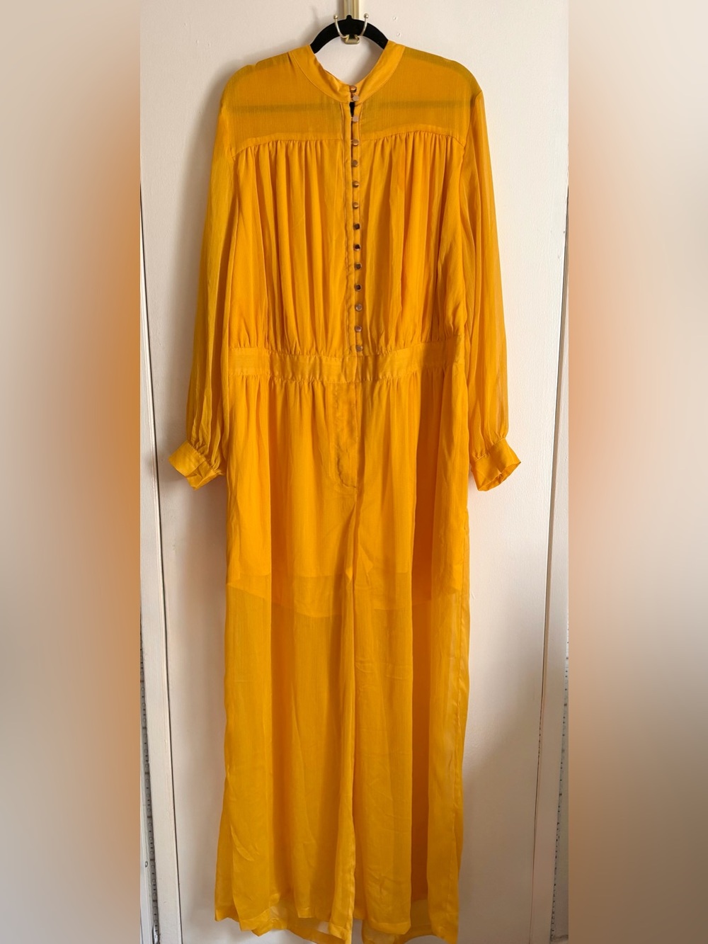 Nina Parker 🌼 Yellow Long Sleeve Button-Front romper 🌼